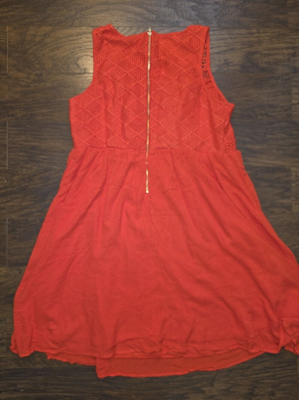 torrid Red Lace Yoke Sleeveless Dress with Gold Zip - Picture 4 of 6